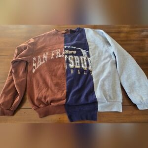 Urban Outfitters Colorblock Pullover Sweatshirt - Rust, Navy & Gray